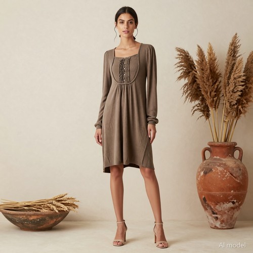 Romantik knielang strickkleid - romantik,