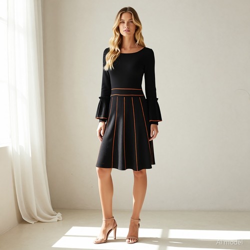 Retro mod midi strickkleid - midi,