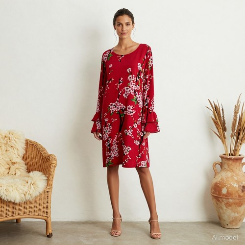 Blumen kleid rot 44 - rot, gr.