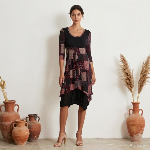 Boho lagenlook midi kleid - boho,