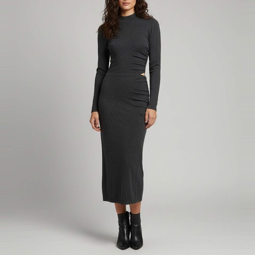 Maxikleid sandro grau strick - grau,