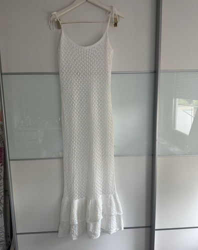 Damen maxikleid weiß - weiß, strick