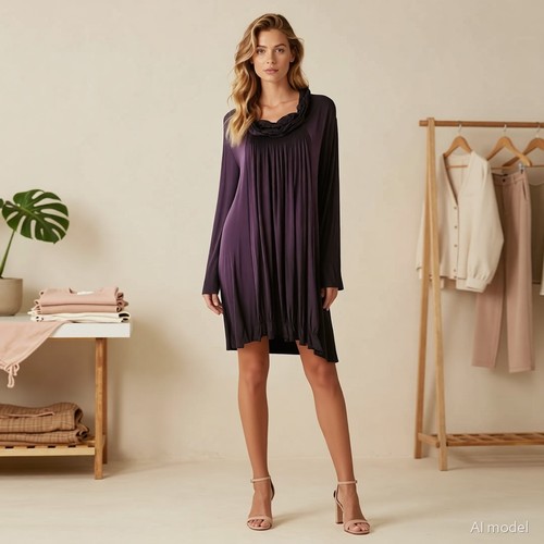 Lagenlook knielang kleid lila - kleid,