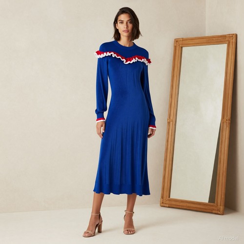 Retro elegant maxi strickkleid - maxi,