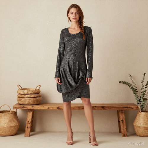 Lagenlook knielang strickkleid - lagenlook,